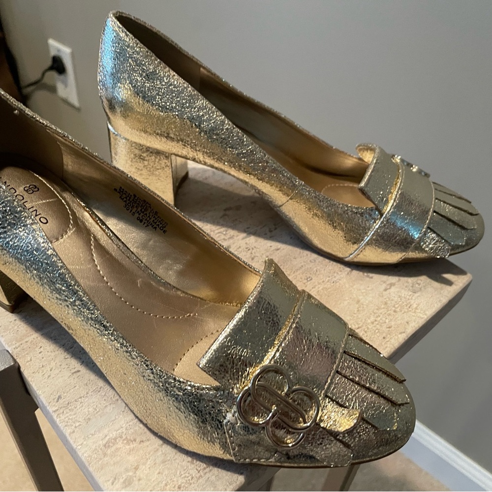 Bandolino Gold Loafers with Block Heel